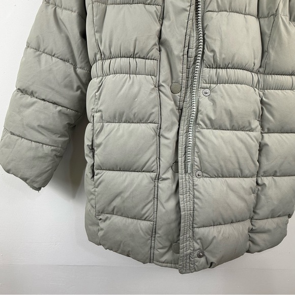 Abercrombie Kids Puffer Coat Gray Sage Green Fur Hood–Size 7/8 – Great Condition - Picture 6 of 16